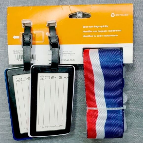 Travelon Travel ID Combo Luggage Strap Patriotic Stars And Stripes Americana NEW - Picture 2 of 10